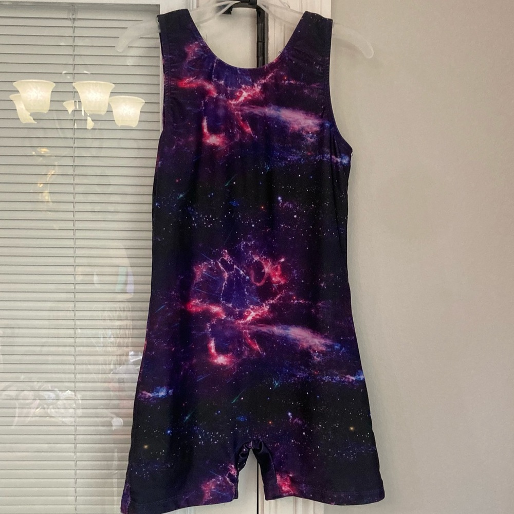 Jeskids galaxy print leotard biketard size 10-11Y 150 GUC